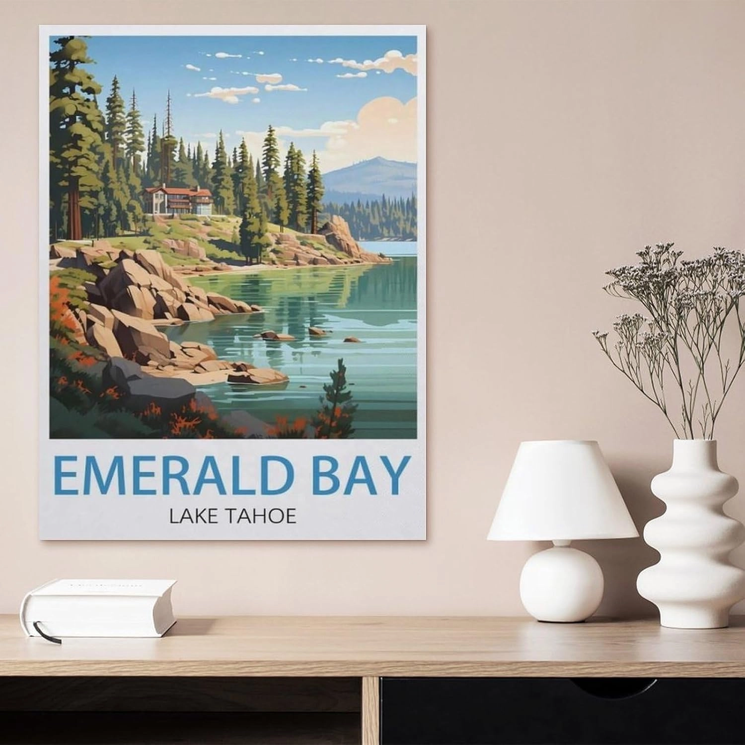hdksyhsu Easy Paint by Numbers for Adults Beginners，Emerald Bay Lake Tahoe，Paint by Number Kit On Canvas for Adults New Painters's Gift DIY Gifts(50x60cm-AY66