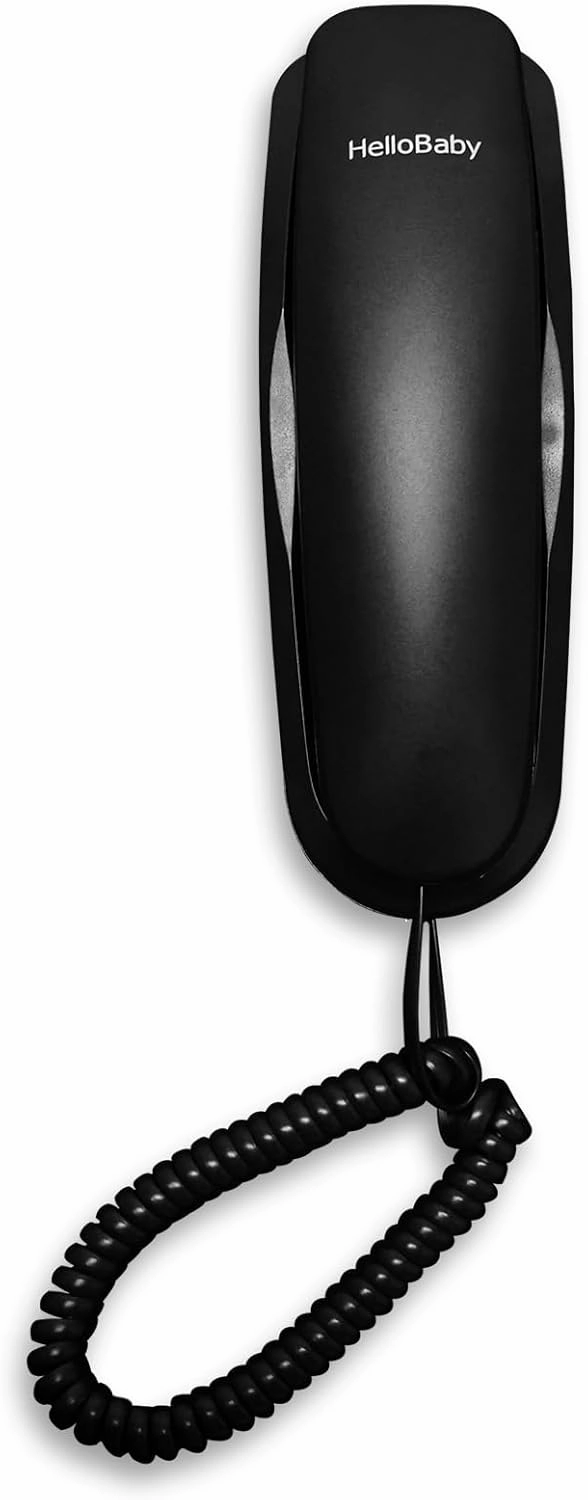 HelloBaby Slim Landline Corded Telephone for Home and Office,No AC Power Required,13 Speed Dial Keys,Last Number Redial, Volume Control,Big Buttons, HAC,Flash,Senior Friendly,Wall-Mountable,Black