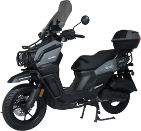HHH Tank 200 DLX EFI Scooter Vitacci Tank 200 EFI Scooter 200cc motorcycle 13 inch wheels Fully Automatic, Windshield and Matching Rear Trunk ( Black )