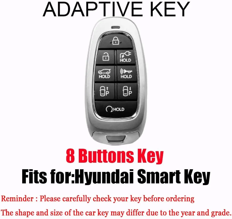 HIBEYO for Hyundai Key Fob Cover Smart 8 Button Key Case for 2022 Hyundai Sonata Sel IONIQ 5 Nexo Tucson Sonata 2020 Grandeur 2020 Sonat Accessories with Keychain-Red