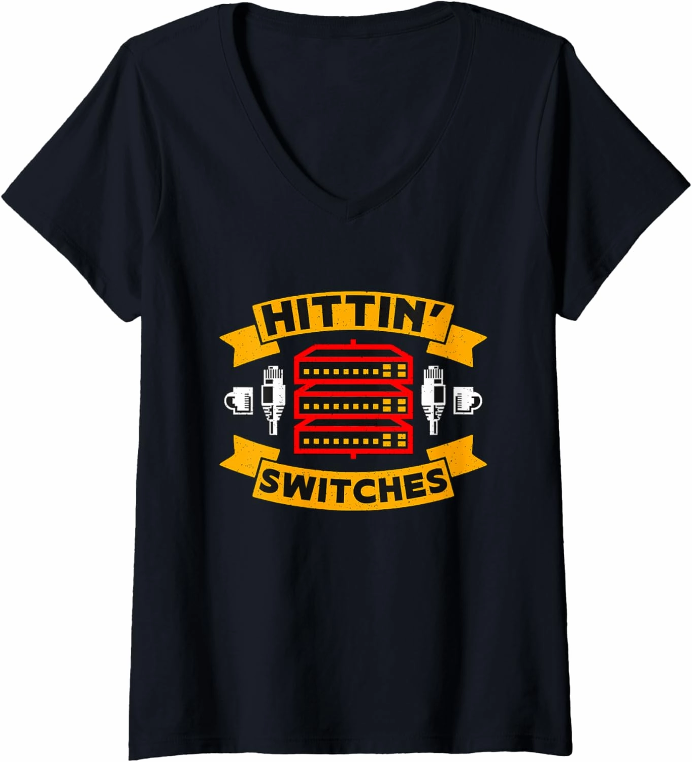 Hittin Switches Computer Science Programmer Network Engineer V-Neck T-Shirt