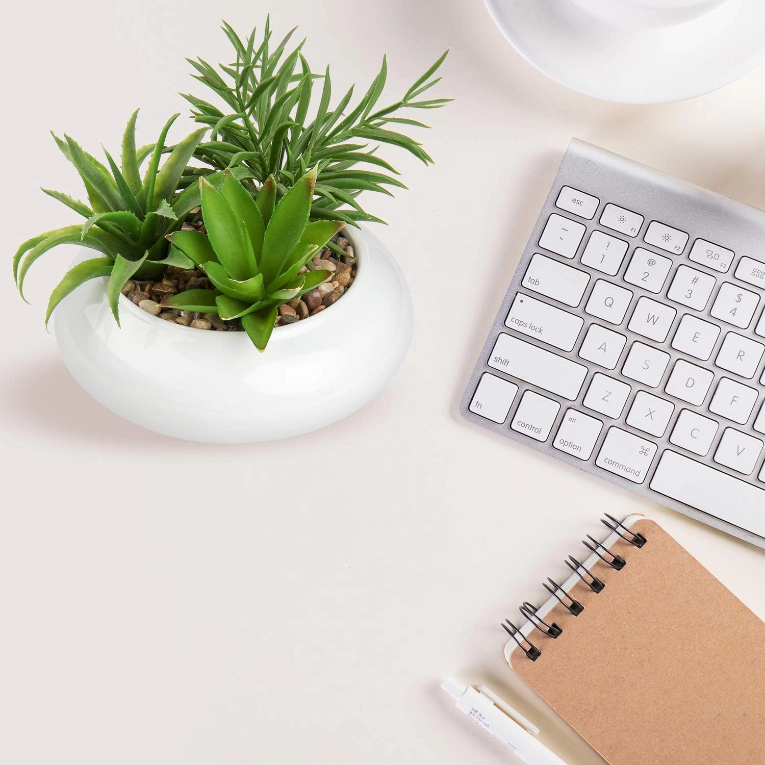 Hollyone Large Artificial Succulents Plants Faux Succulents in Pots Fake Succulent Plastic Potted Plants with White Ceramic Pot for Home Decor Office Desk Bathroom Shelf Living Room Decoration