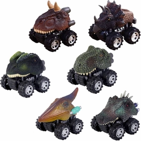 HOMNIVE Dinosaur Car Toys - 6pack Pull Back Dinosaur Cars - Cars Toys with Big Tire Wheel - Creative Gifts for 3-16 Year Boys Girls