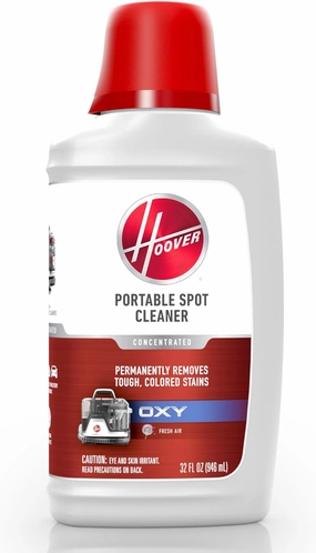 Hoover 32 oz Oxy Portable Spot Cleaner Solution, for use in Hoover CleanSlate Spot Cleaners, Carpet and Upholstery Cleaner, Remove Tough Colored Stains, Fresh Air Scent, White, AH31711