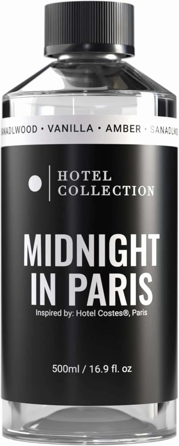 Hotel Collection Diffuser Oil-Midnight in Paris-Aromatherapy Essential Fragrance Oil-Luxury Hotel Inspired-Lemon, Bergamot, Jasmine& Amber-500ML 16.9 Fl oz