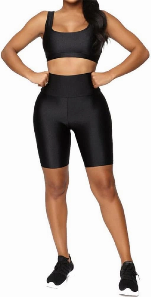 Hupplle Women's Neon Shiny Biker Shorts High Waisted Stretchy Athletic Cycling Workout Running Active Shorts