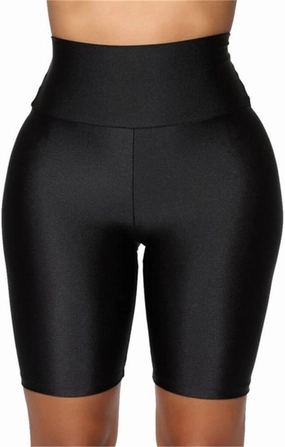 Hupplle Women's Neon Shiny Biker Shorts High Waisted Stretchy Athletic Cycling Workout Running Active Shorts