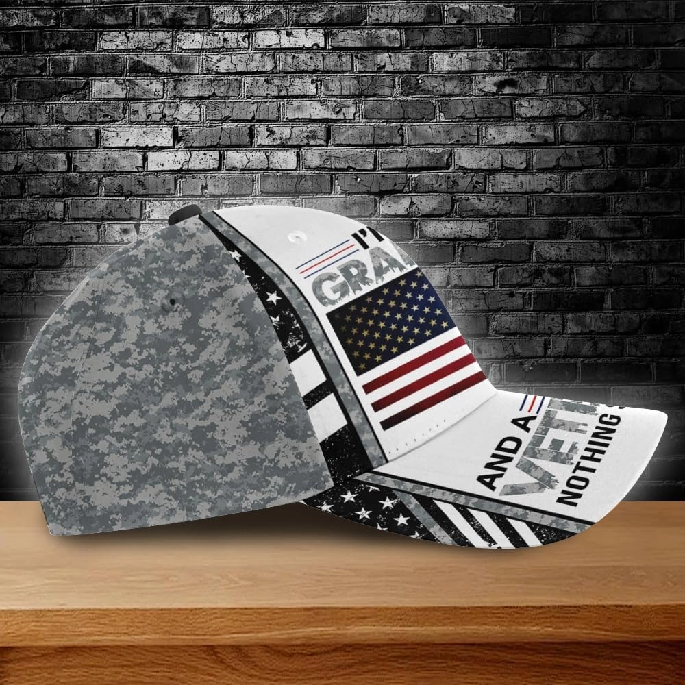 I'm A Dad Grandpa Veteran Cap, Camo Military Hat for Men, Gift for Memorial Day, Veterans Day, All Over Printed Hat