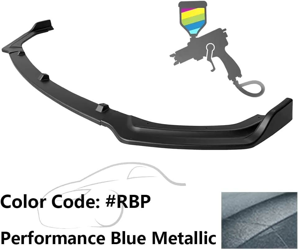 IKON MOTORSPORTS, Front Bumper Lip Compatible with 2018-2024 Infiniti Q50 Base/Non-Sport Models, Painted #RBP Performance Blue Metallic PP 3PCS Add-On Front Lip Spoiler Splitter, 2019 2020 2021