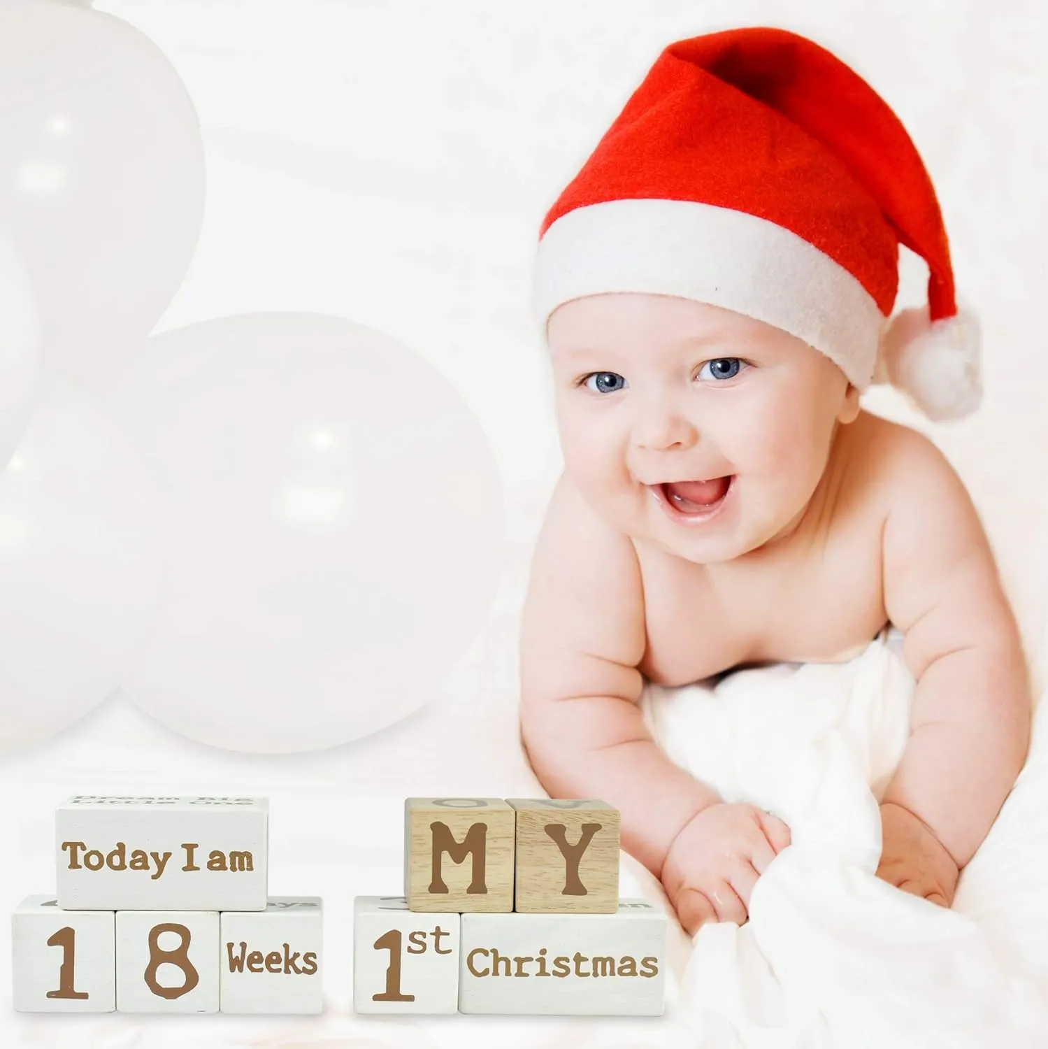I'm Solid Wood Monthly Weekly Baby Milestone Age Blocks, Personalized Own Name, Gender Neutral, Newborn Gifts & Keepsakes for Picture Props (1.9" / 18 Pcs/Brown)