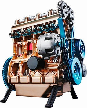 in-Line 4 Cylinder Engine Model Kit, Mini Internal Combustion Aircraft Machinery Working Motor Simulation Electric Metal DIY Assembly Physics, for Gifts Science Enthusiasts Education Educational Toys