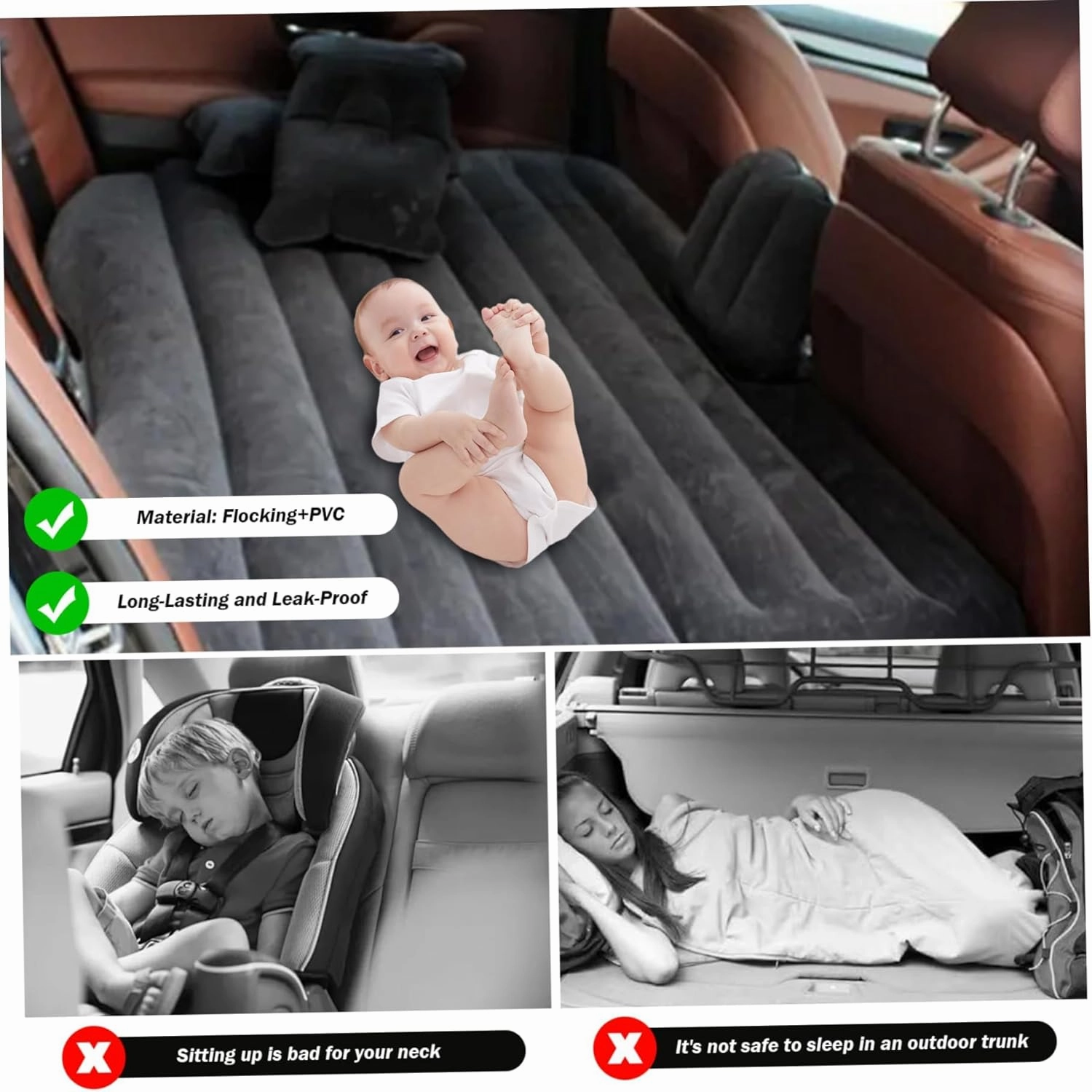 Inflatable Car Mattress for Audi Q3 8U 2011-2017, Thickened Portable Collapsible Travel Mattress Sports Outdoors All Weather Use,B