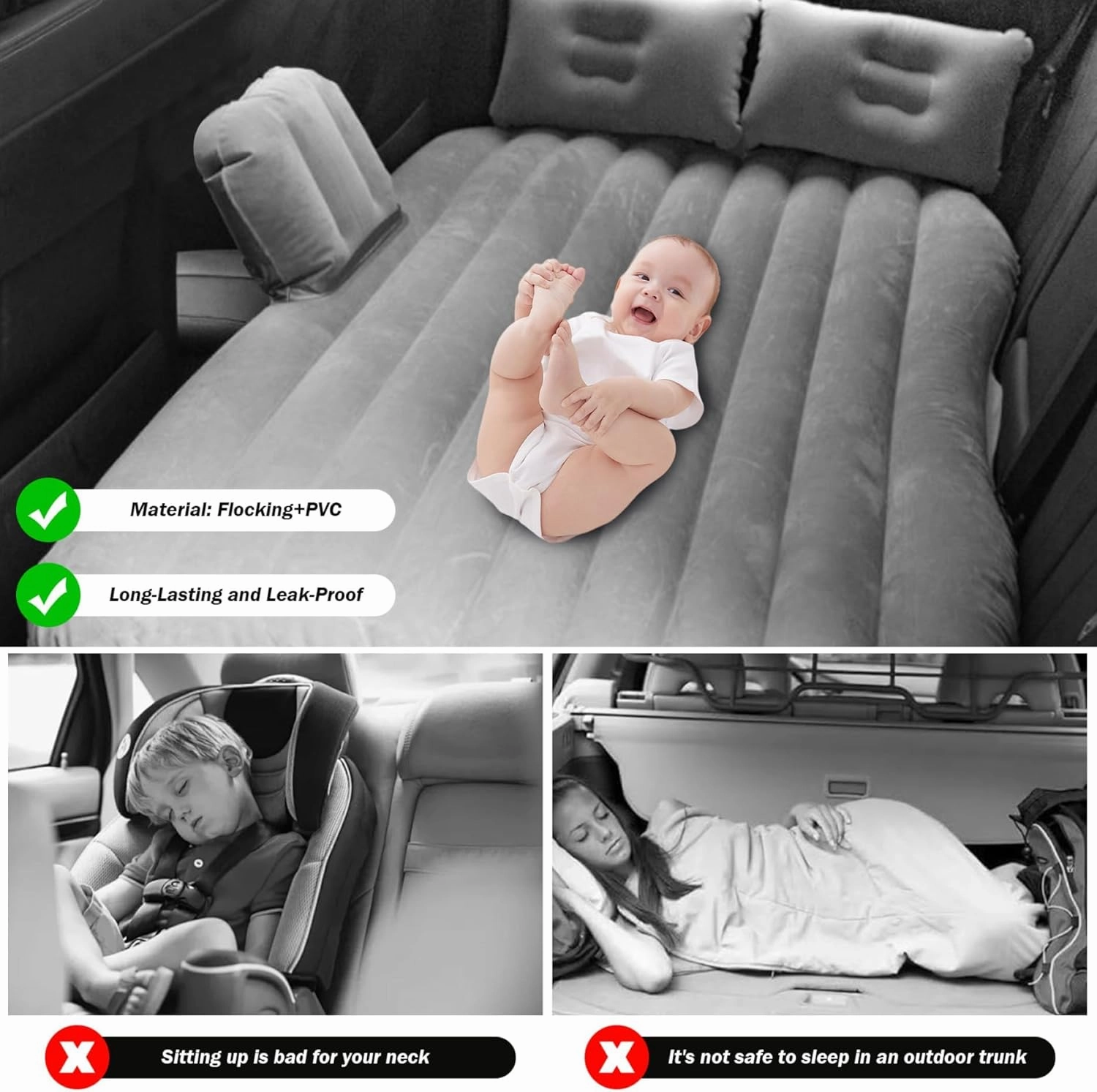 Inflatable Car Mattress for Seat Tarraco 7seats 2019-2024, Thickened Portable Collapsible Travel Mattress Sports Outdoors All Weather Use,A