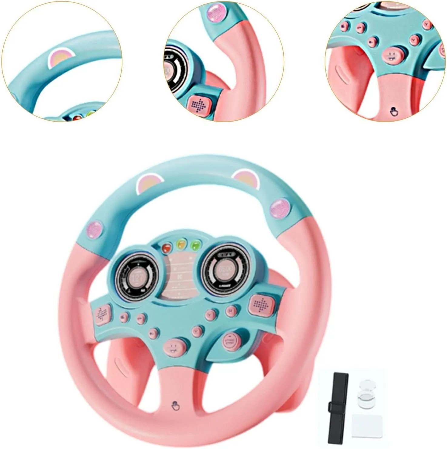 Interactive Driving Wheel Toy for Kids with Sound Features for, Pink