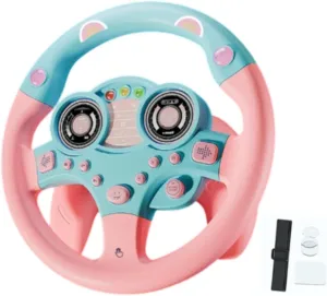 Interactive Driving Wheel Toy for Kids with Sound Features for, Pink