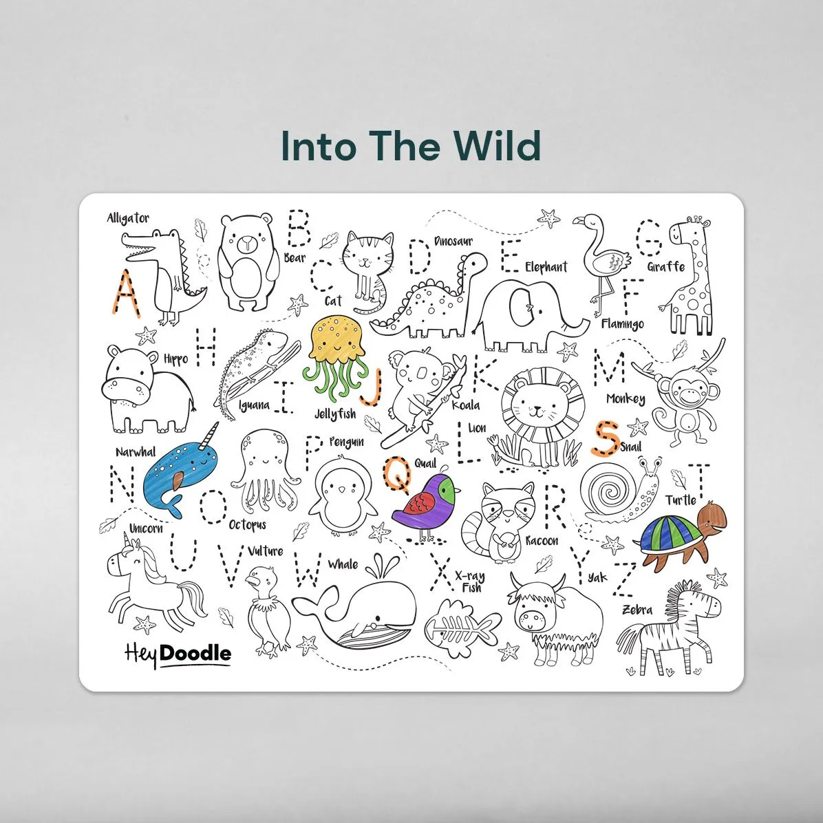 Into The Wild - Reusable silicone A3 mat: A to Z Animals