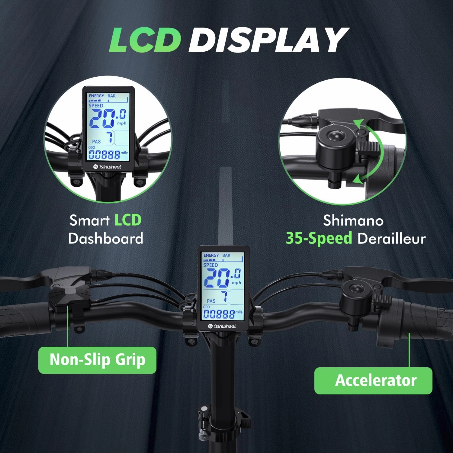isinwheel U5 Pro Folding Electric Bike for Adults,Peak 800W Brushless Motor,20MPH Up to 50 Miles, 2-3H Fast Charge, 20" Fat Tire Ebike, 7 Speed Gear,Front Fork Suspension for Leisure Riding&Commuting