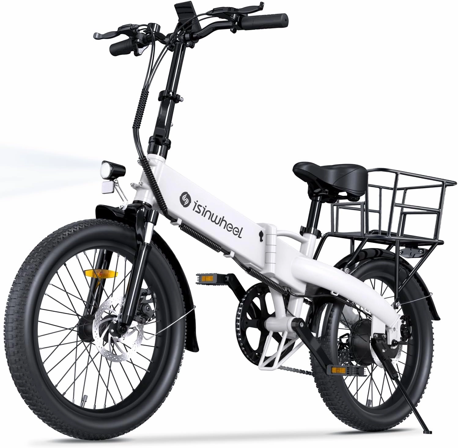 isinwheel U5 Pro Folding Electric Bike for Adults,Peak 800W Brushless Motor,20MPH Up to 50 Miles, 2-3H Fast Charge, 20" Fat Tire Ebike, 7 Speed Gear,Front Fork Suspension for Leisure Riding&Commuting