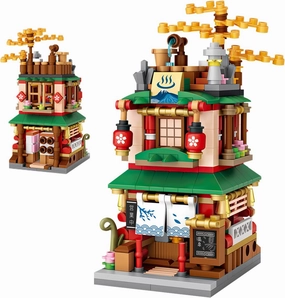 Japanese Street View Shop Bricks, Mini DIY Building Blocks Model MOC Construction Toy (Hot Spring Shop)