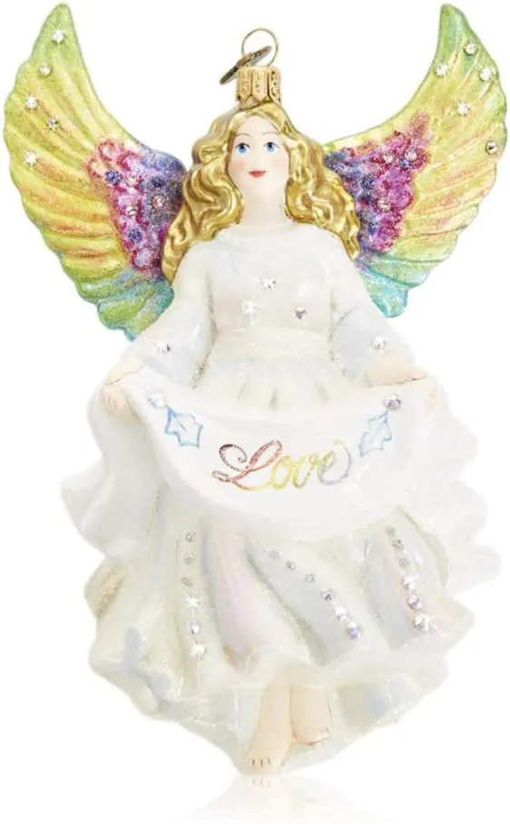 Jay Strongwater Love Angel Glass Ornament