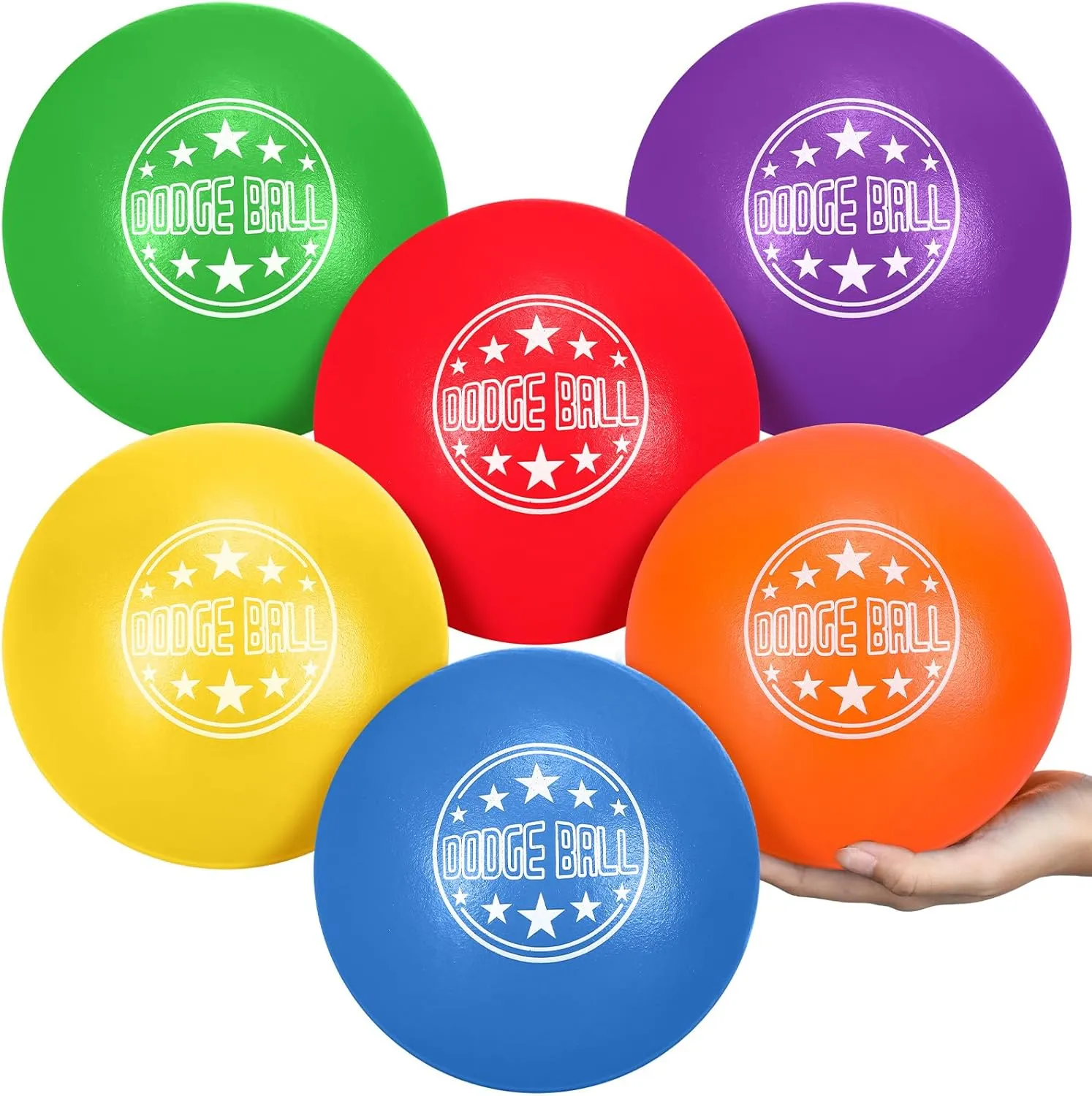 Jerify 6 Pcs Foam Dodgeball Set 7 Inch Soft Skin Playground Dodgeballs Bulk, Low Density Foam for Non Sting Dodgeball Sports Equipment for Kids and Adults