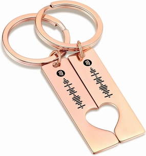JewelOra Spotify Keychain 2PCS Personalized Music Spotify Scan Code Keychain Custom Scannable Song Code Keyring for Couples