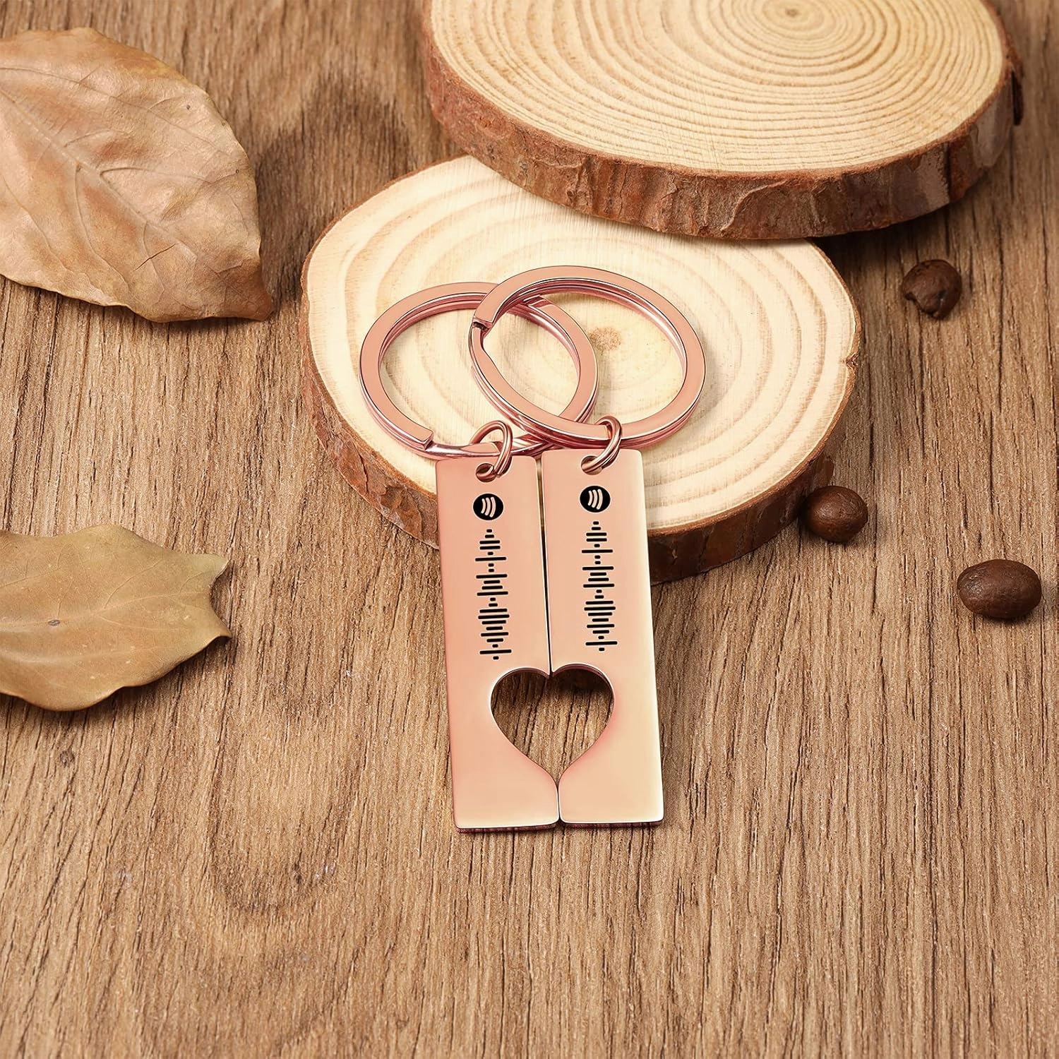 JewelOra Spotify Keychain 2PCS Personalized Music Spotify Scan Code Keychain Custom Scannable Song Code Keyring for Couples