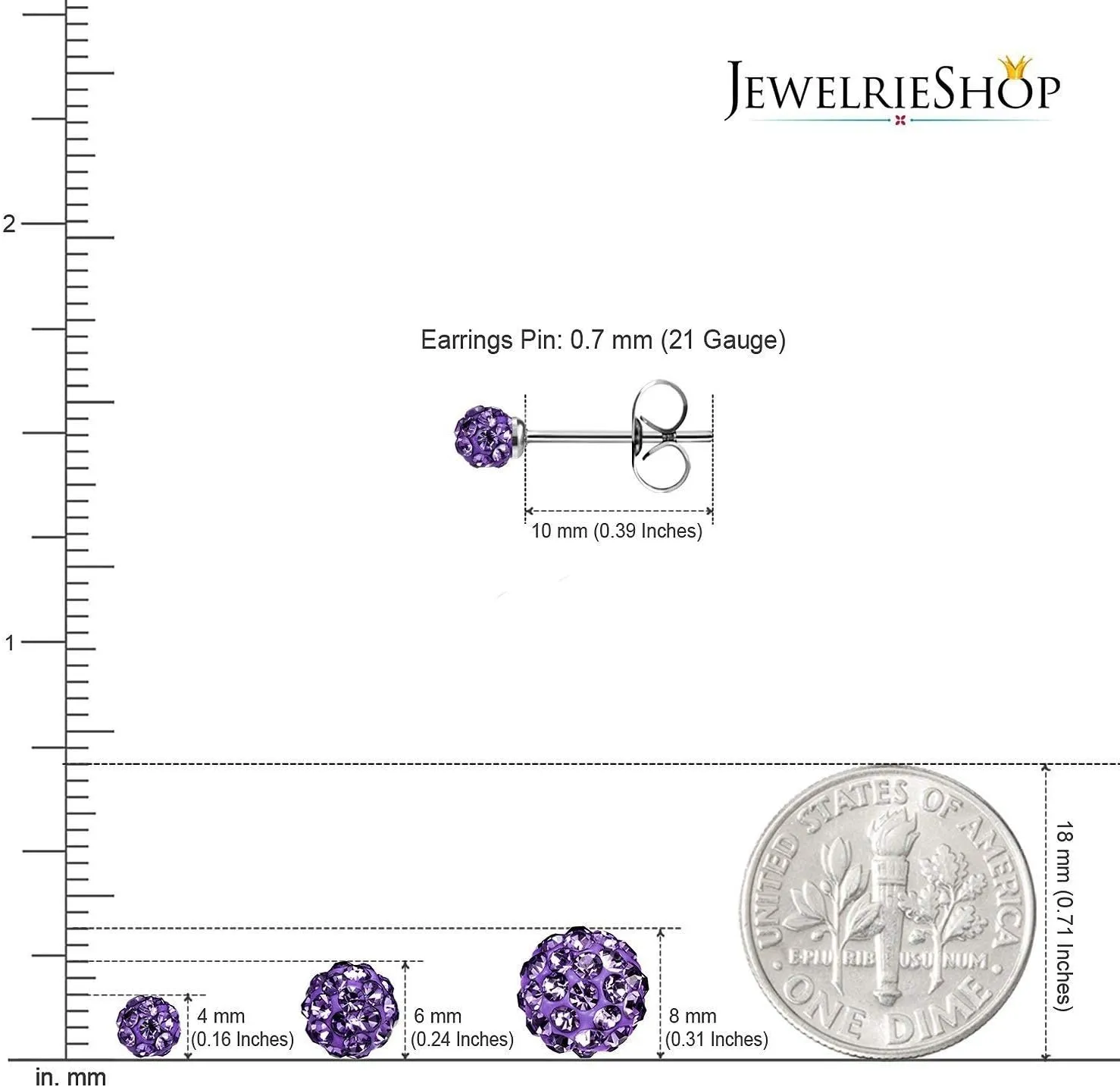 JewelrieShop Rhinestones Crystal Ball Stud Earrings Set Fireball Disco Ball Pave Bead Earrings Hypoallergenic for Teen Girls Women