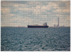 Jigsaw Puzzles 500 Pieces for Adult Large Cargo Boat Refineria Camilo Bahia de Cienfuegos Bay Cuba Puzzle Game for Family Wooden Puzzle Toy Educational Games Puzzles for Home Decor
