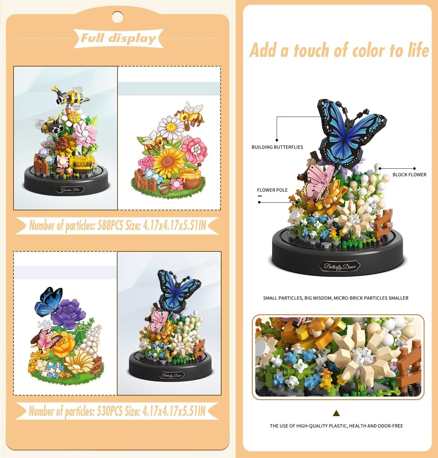 Jollcnoia Secret Flowers Home Bouquets Building Toy with Dust Cover - Creative Housewarming, Ideal Creative Toy Gift for Moms and Women