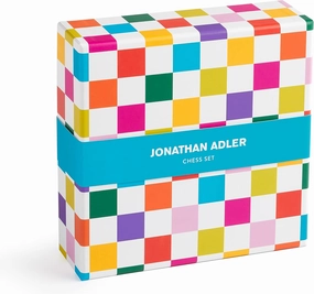 Jonathan Adler Helsinki Peggable Chess Set from Galison - Chic & Contemporary Set for Any Game Enthusiast, Featuring 32 Wood Chess Pieces and 1 Portable Chess Board, Perfect for Gaming on The Go!