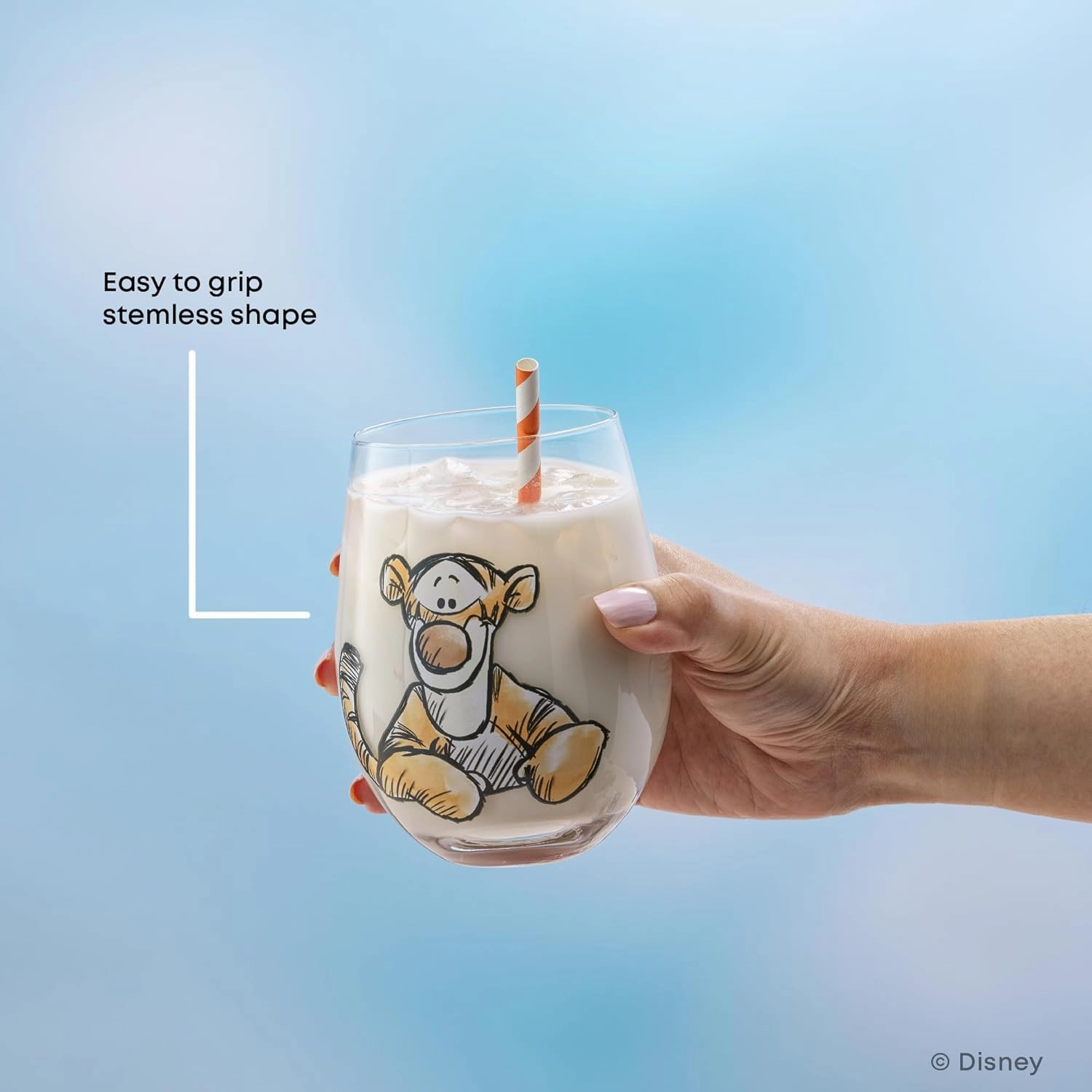 JoyJolt Disney Winnie the Pooh Exploring a Classic Stemless Drinking Glasses, 19oz Glass Cups ft Pooh Bear Tigger Piglet Eeyore, Kitchen Glassware Set of 4, Winnie the Pooh Adult Gifts