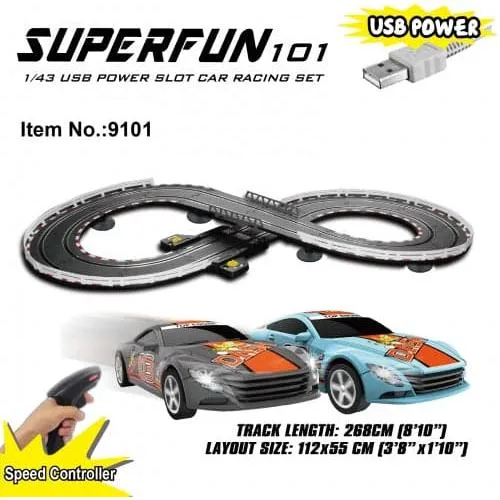 JOYSWAY SuperFun 101 USB Power Slot Car Racing Set
