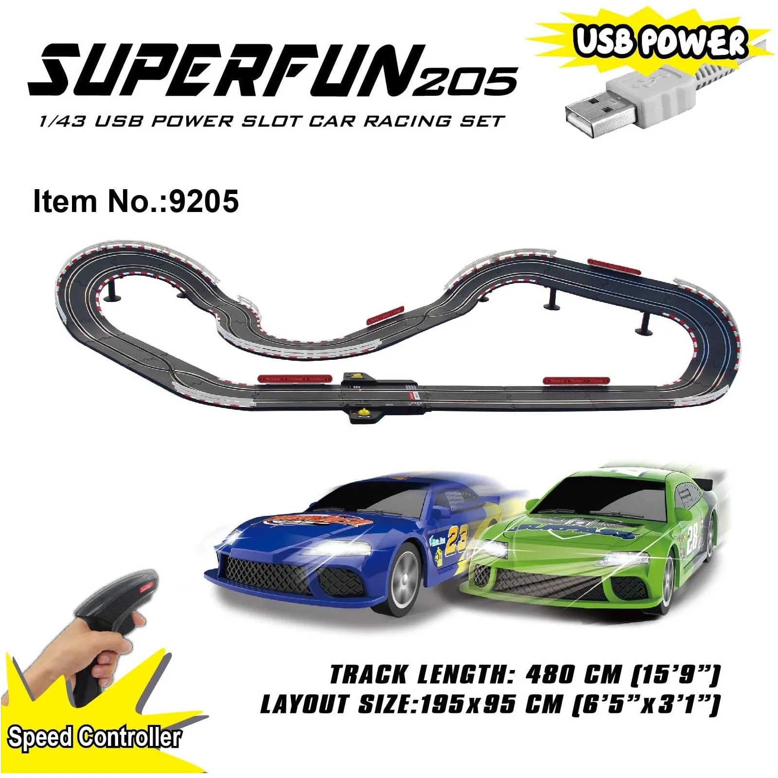 JOYSWAY SuperFun 205 USB Power Slot Car Racing Set