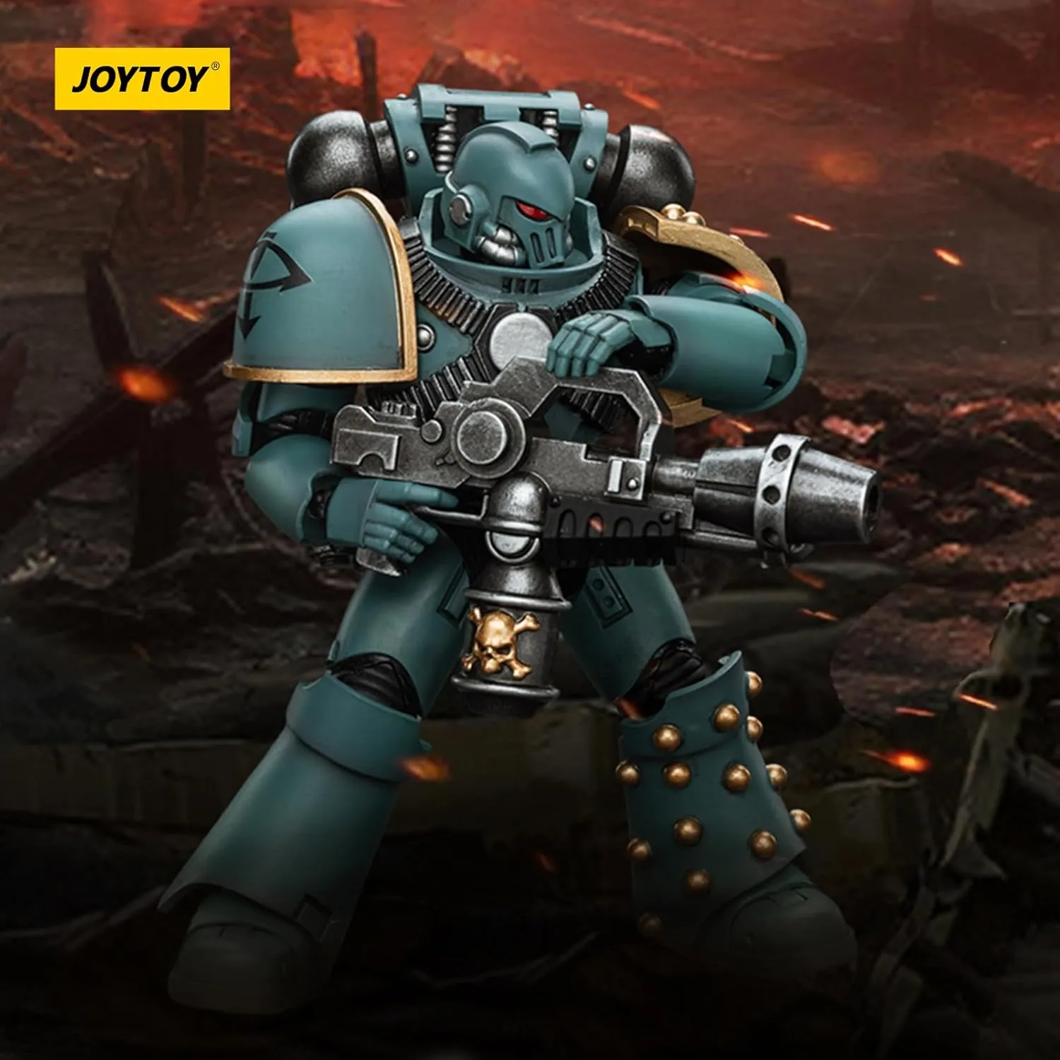 JOYTOY Warhammer 40K The Horus Heresy, JT9596 Sons of Horus MKIV Tactical Squad Legionary with Flamer 1/18 Action Figures