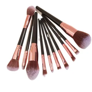 JSEIAJB 10 pieces of black makeup brush set, super large, including foundation make-up brush, brush