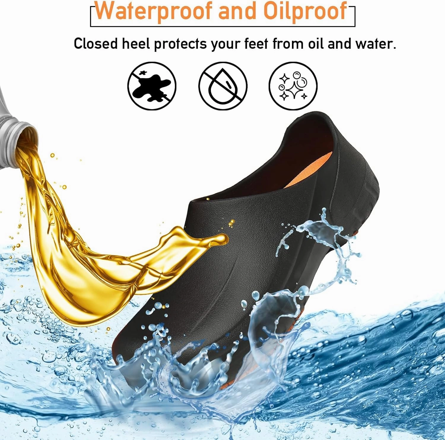 JSWEI Men's Unisex-Adult Kitchen Shoes - Nonslip Water Proof Work Shoes for Men, Women, Nurses, Gardeners, Indoor & Outdoor