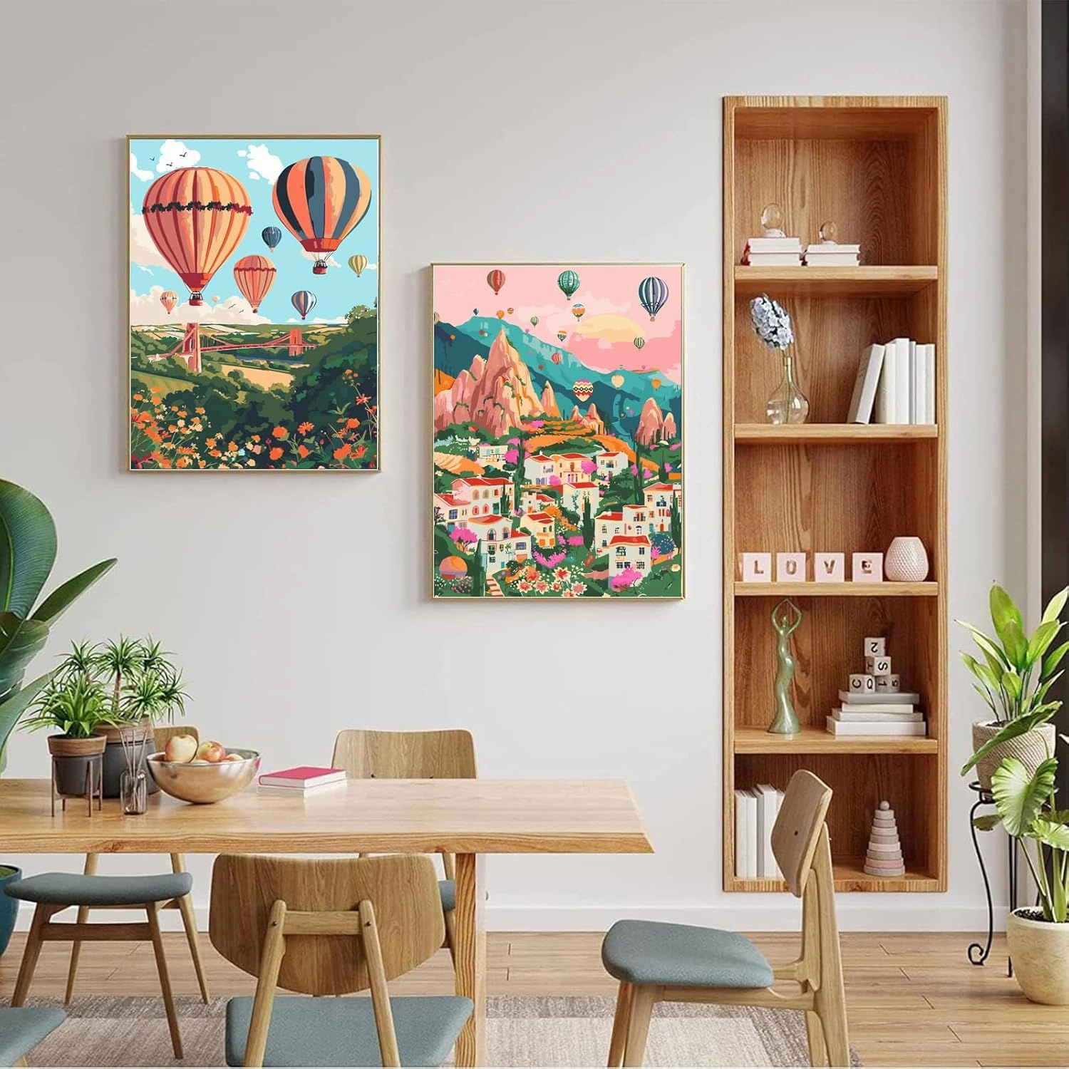 JULOUYN 2 Pack Paint by Numbers Kit for Adults, Hot Air Balloon Easy Adult Paint by Number Kits On Canvas, Painting by Numbers for Beginner Gift Home Decor 16x20 in