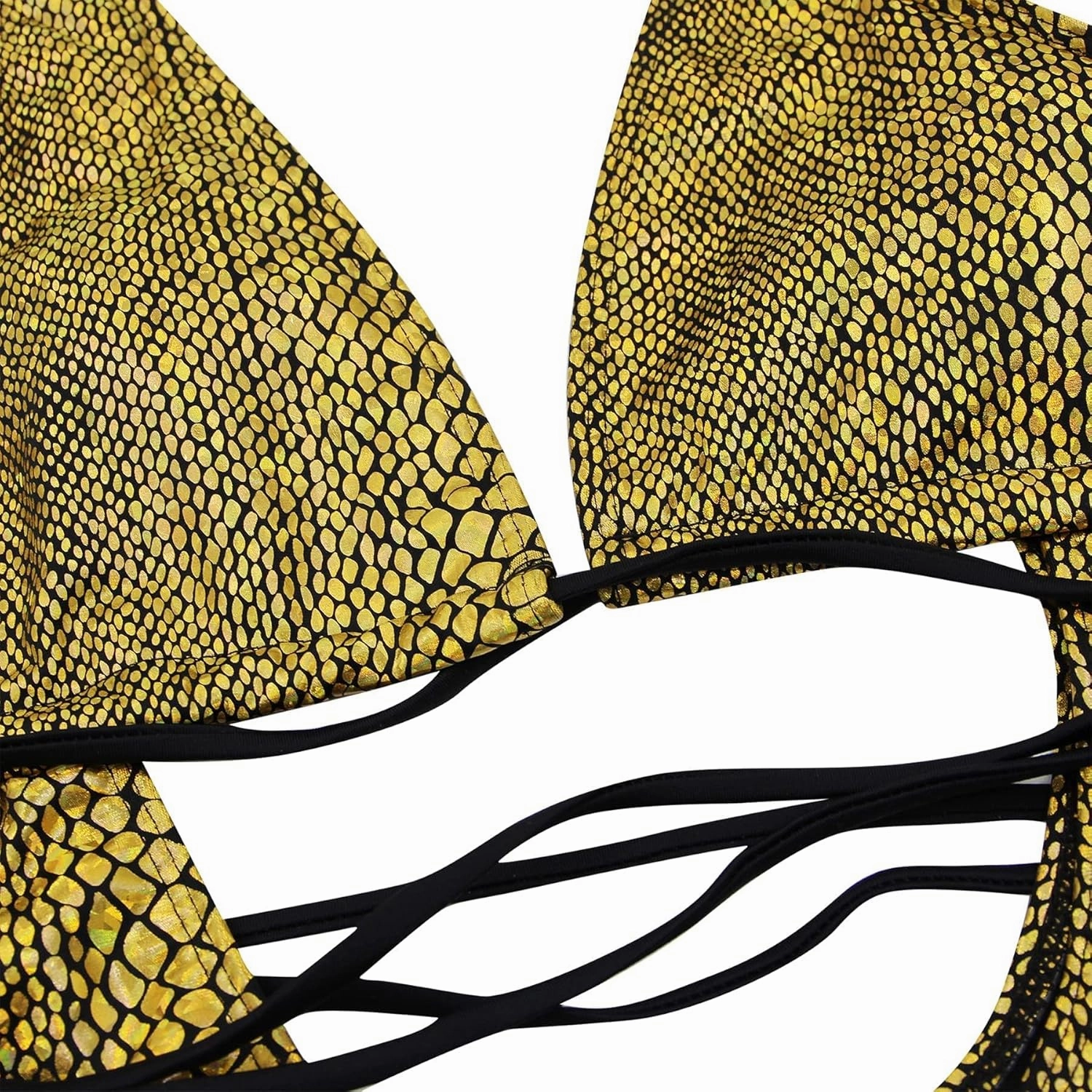 JUMISEE Women Rave Holographic Snakeskin Wrap Swimsuit Sexy Strappy Backless Bathing Suit