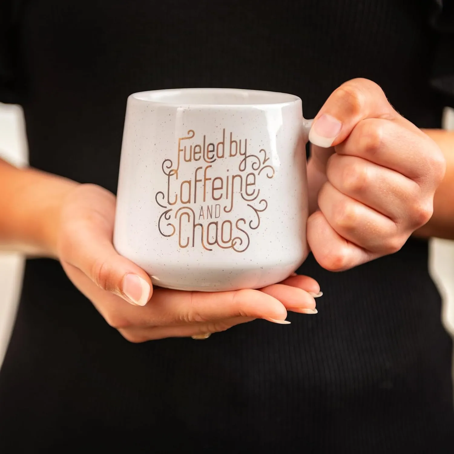 Karma Novelty Ceramic Coffee Mug Life Happens Coffee Helps - 16 oz Cute Sarcastic Coffee and Tea Mug – Funny Coffee Mug with Witty Sayings for Women and Men, Gift for Friends, Coworkers, Boss