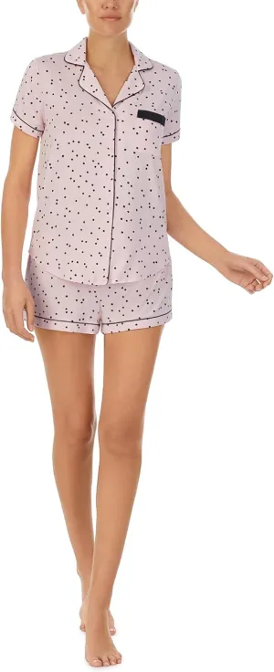 kate spade new york Pajamas for Women 2 Piece Set Comfy Classic Short Sleeve Notch Collar Button Top & Shorts