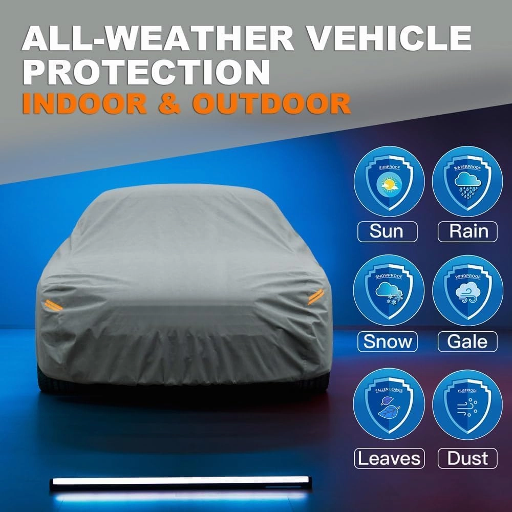 Kayme Heavy Duty Car Cover Waterproof All Weather, Full Exterior Covers Sun Rain UV Protection. Universal Fit Audi A3, Acura RSX, Nissan Versa/350Z/370Z, Porsche 718 Cayman, Jaguar F-Type Etc.