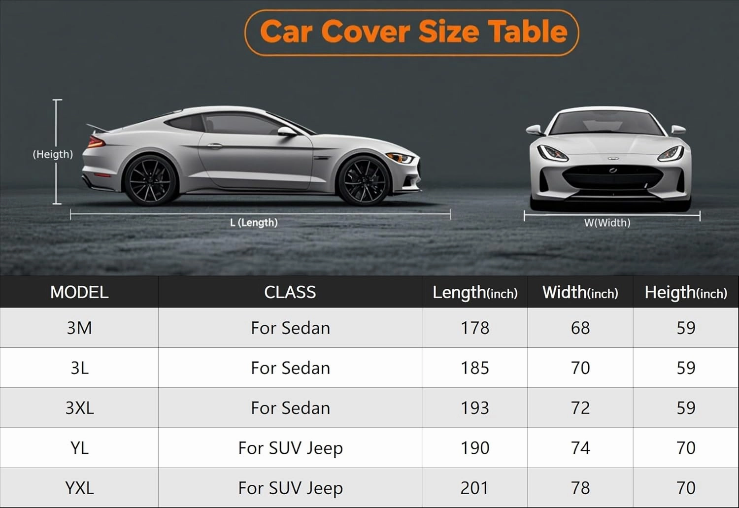 Kayme Heavy Duty Car Cover Waterproof All Weather, Full Exterior Covers Sun Rain UV Protection. Universal Fit Audi A3, Acura RSX, Nissan Versa/350Z/370Z, Porsche 718 Cayman, Jaguar F-Type Etc.