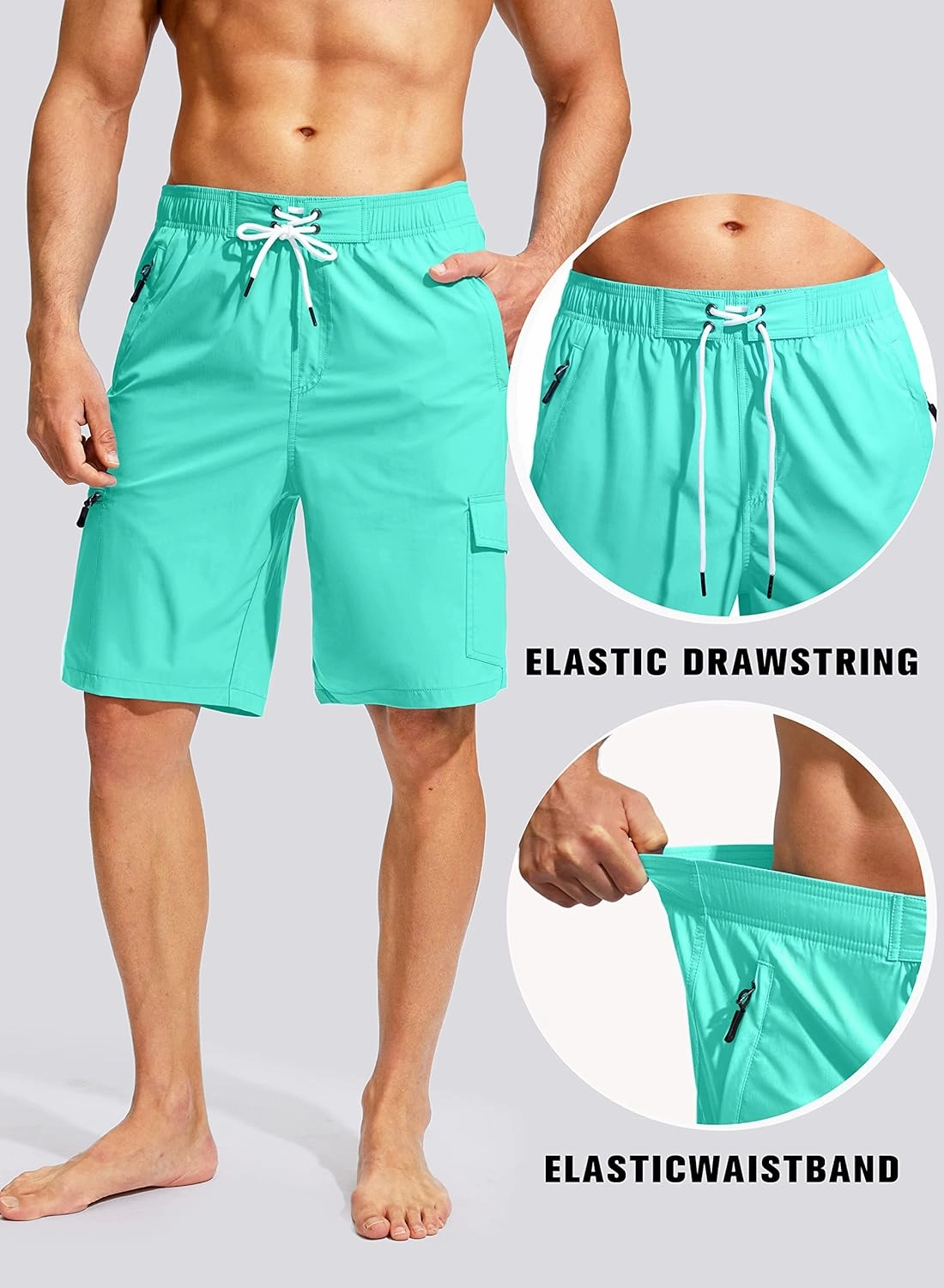 Kayrth Men's Swim Trunks Quick Dry Board Shorts with 5 Pockets Swimsuit Swimwear for Men - No Mesh Liner