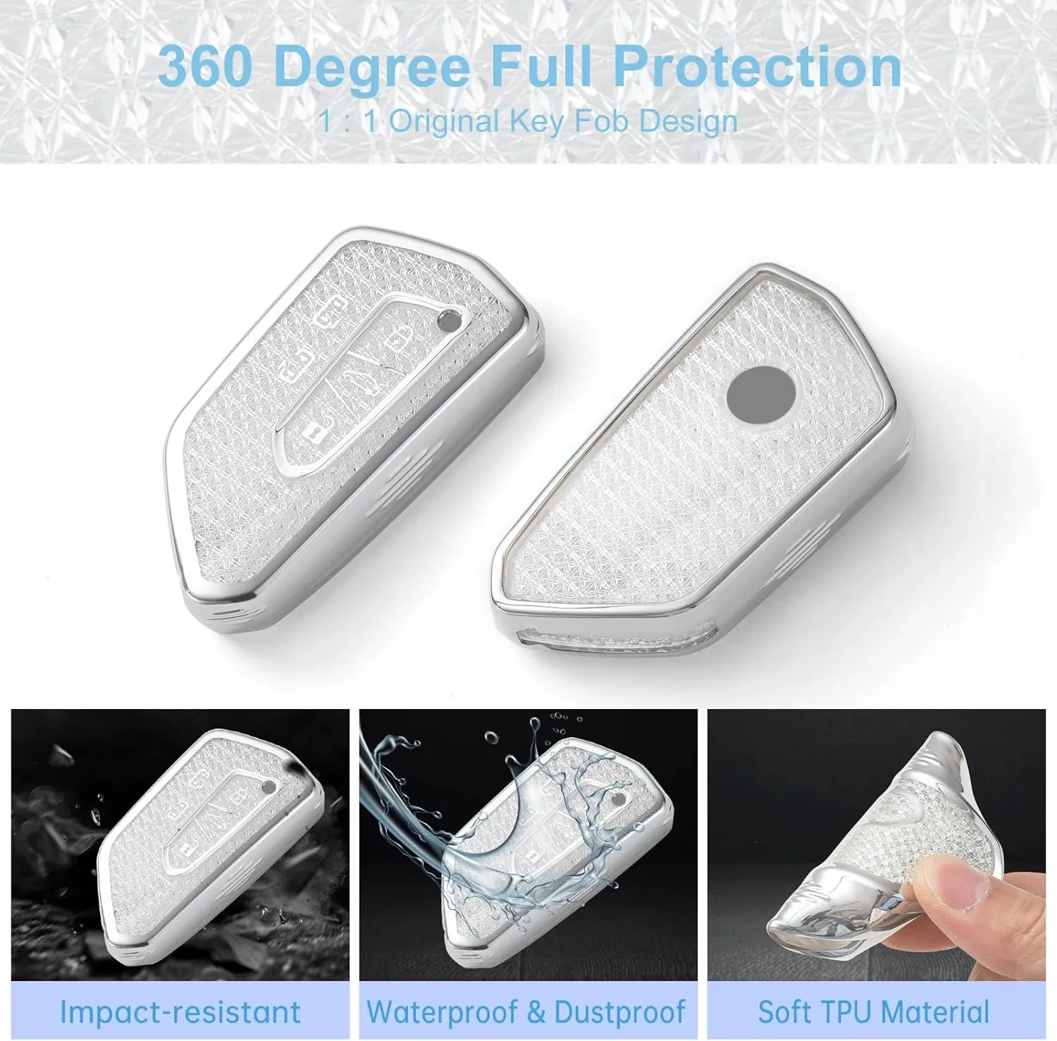 Key Fob Cover for VW Golf 8 ID4 Seat Leon MK 4 Skoda Octavia Smart Key TPU Keys Case Shell Protector with Keychain Lanyard Women Cute
