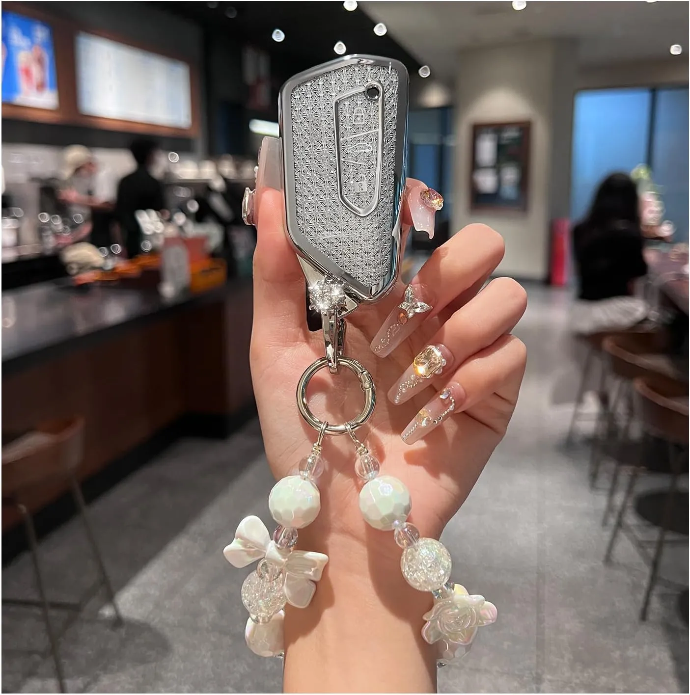 Key Fob Cover for VW Golf 8 ID4 Seat Leon MK 4 Skoda Octavia Smart Key TPU Keys Case Shell Protector with Keychain Lanyard Women Cute