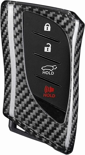 Key Fob Cover Compatible with Lexus,Real Carbon Fiber Key Fob Protector Fits for Lexus GX460 LC500 LS500 RZ450 RX350 ES350 NX Remote Key Case(Silver Black)
