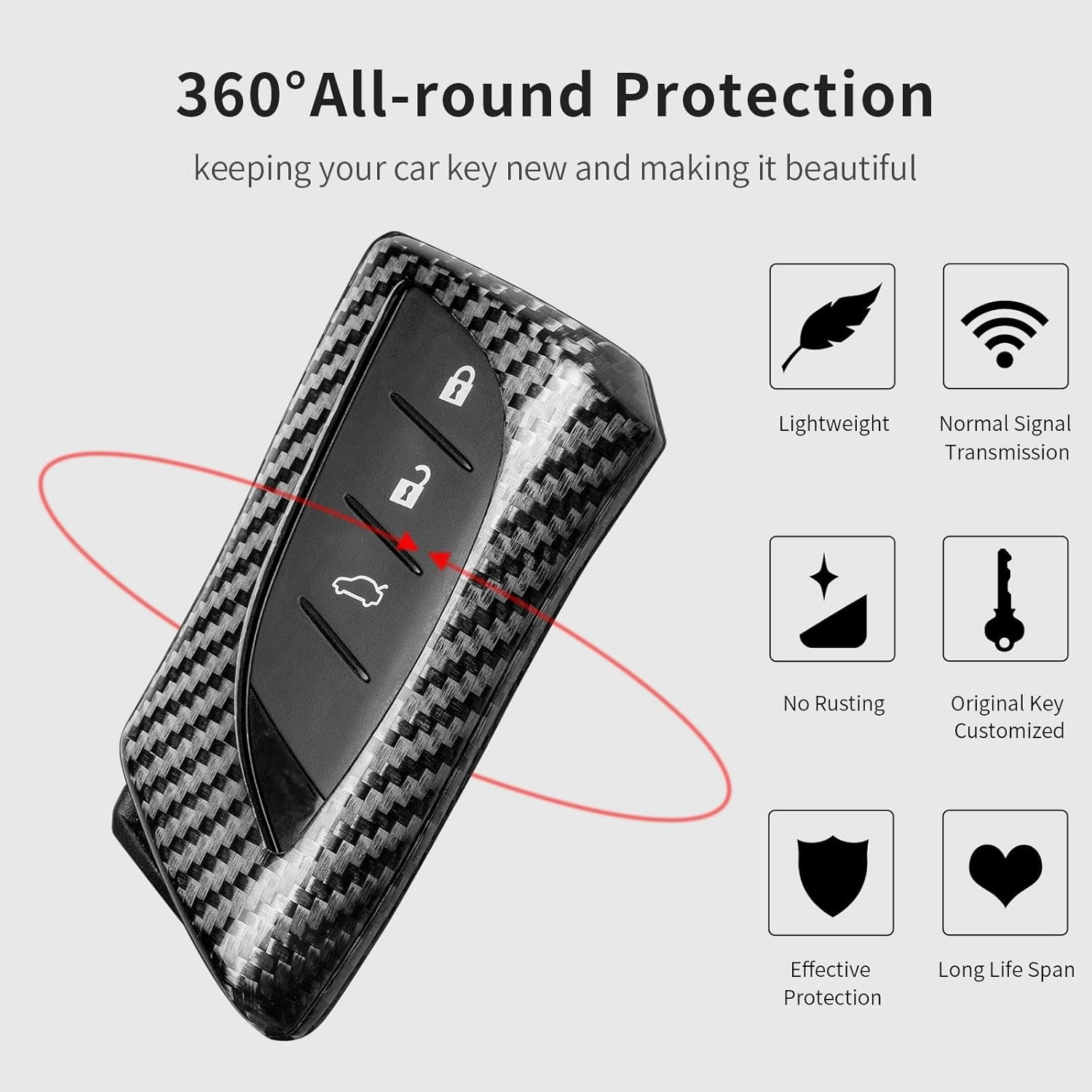 Key Fob Cover Compatible with Lexus,Real Carbon Fiber Key Fob Protector Fits for Lexus GX460 LC500 LS500 RZ450 RX350 ES350 NX Remote Key Case(Silver Black)