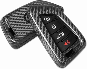 Key Fob Cover Compatible with Toyota Supra GR A90 A91 MK5 2019-2024,Real Carbon Fiber Smart Remote Key Fob Case Compatible with Toyota Supra Accessories, Silver Black