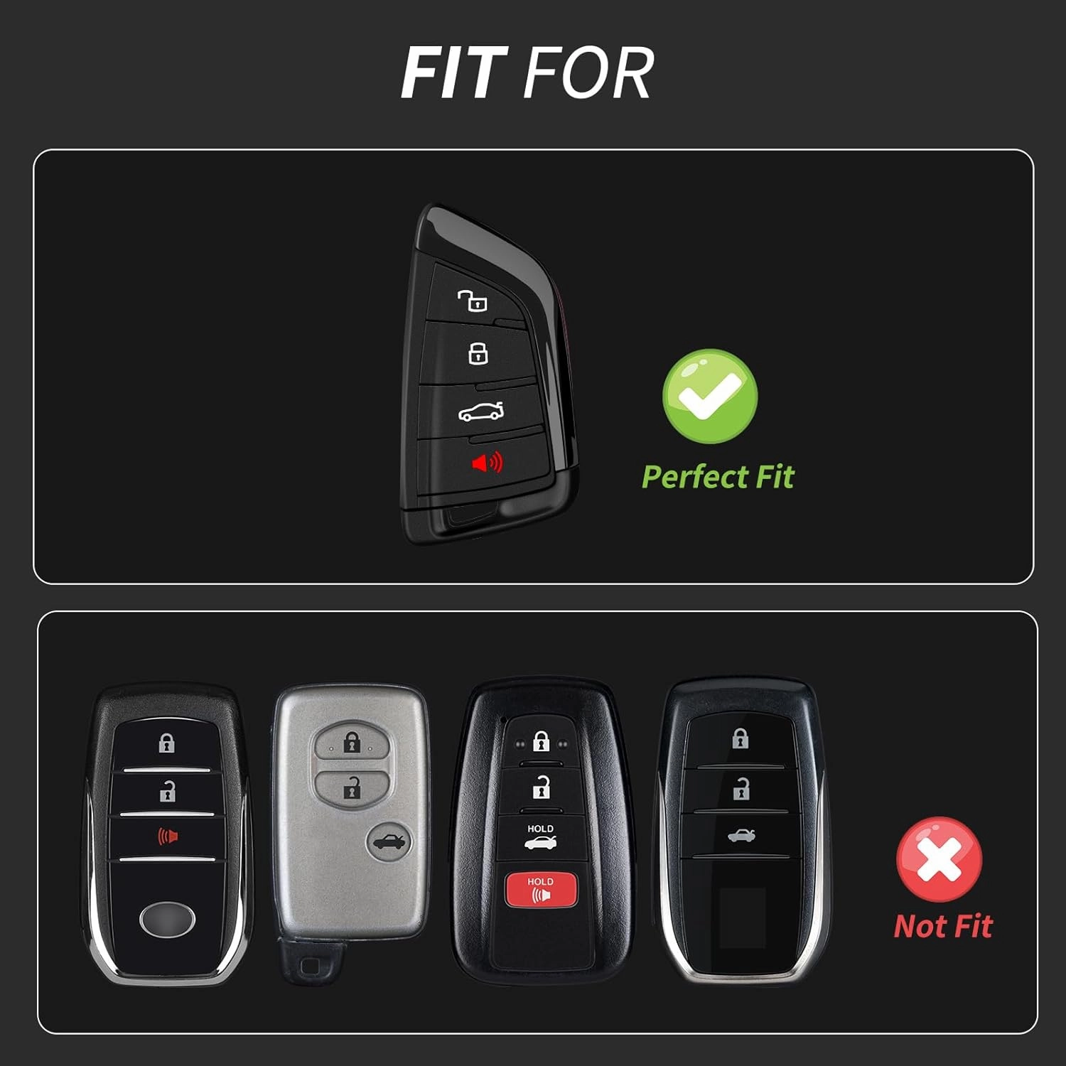 Key Fob Cover with Keychain Compatible with Toyota Supra GR A90 A91 MK5 2019-2024,Real Glass Fiber Smart Remote Key Fob Case Compatible with Toyota Supra Accessories, Silver Black